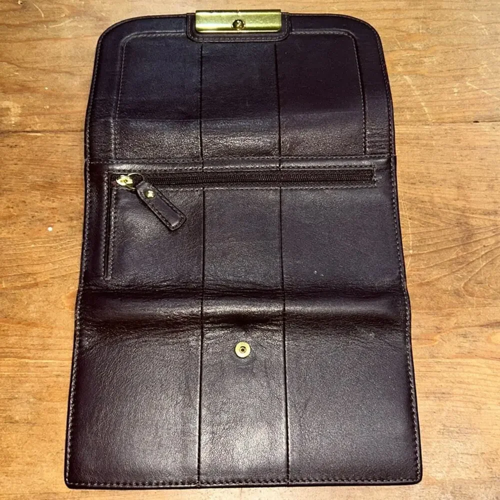 Vintage Chocolate Brown Coach Leather Trifold Wallet